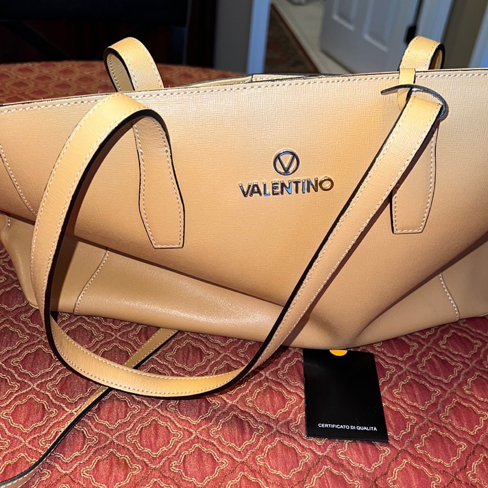 Valentino shopper bag, large mustard color with silver accent knew what tags
